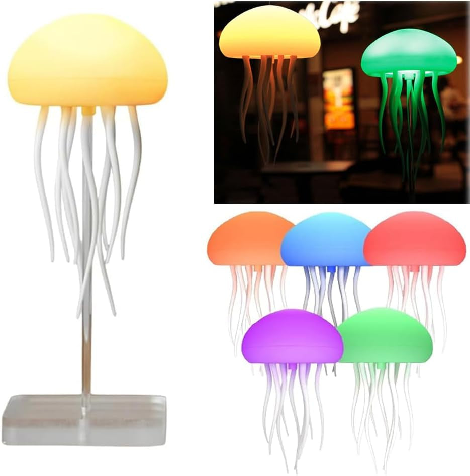 Jellyfish Lava Lamp, Led Color Changing Jelly Fish Light Lamp, Hanging Voice Activated Lampara De Medusas, Rechargeable Touch Switch, with Base